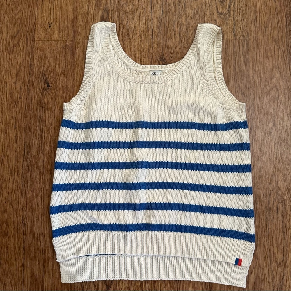 KULE Cream Blue Striped Knit Best Crewneck size small nautical organic cotton